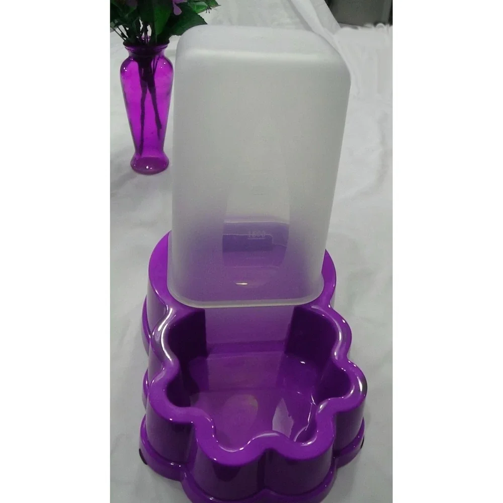 Feeder & Water Dispenser Automatic Dog Cat Gravity Beautiful Purple Set #227